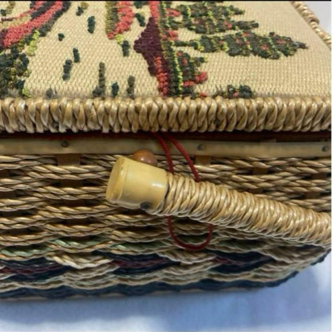 裁縫箱　昭和レトロ　ソーイングボックス　バスケット　小物入れ　アンティーク