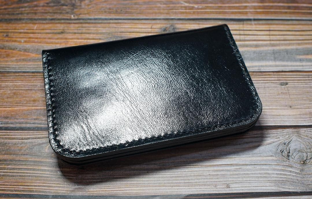 ミドルトラッカーウォレット 三層　馬革 茶芯ブラック　真鍮 トラッカーウォレット