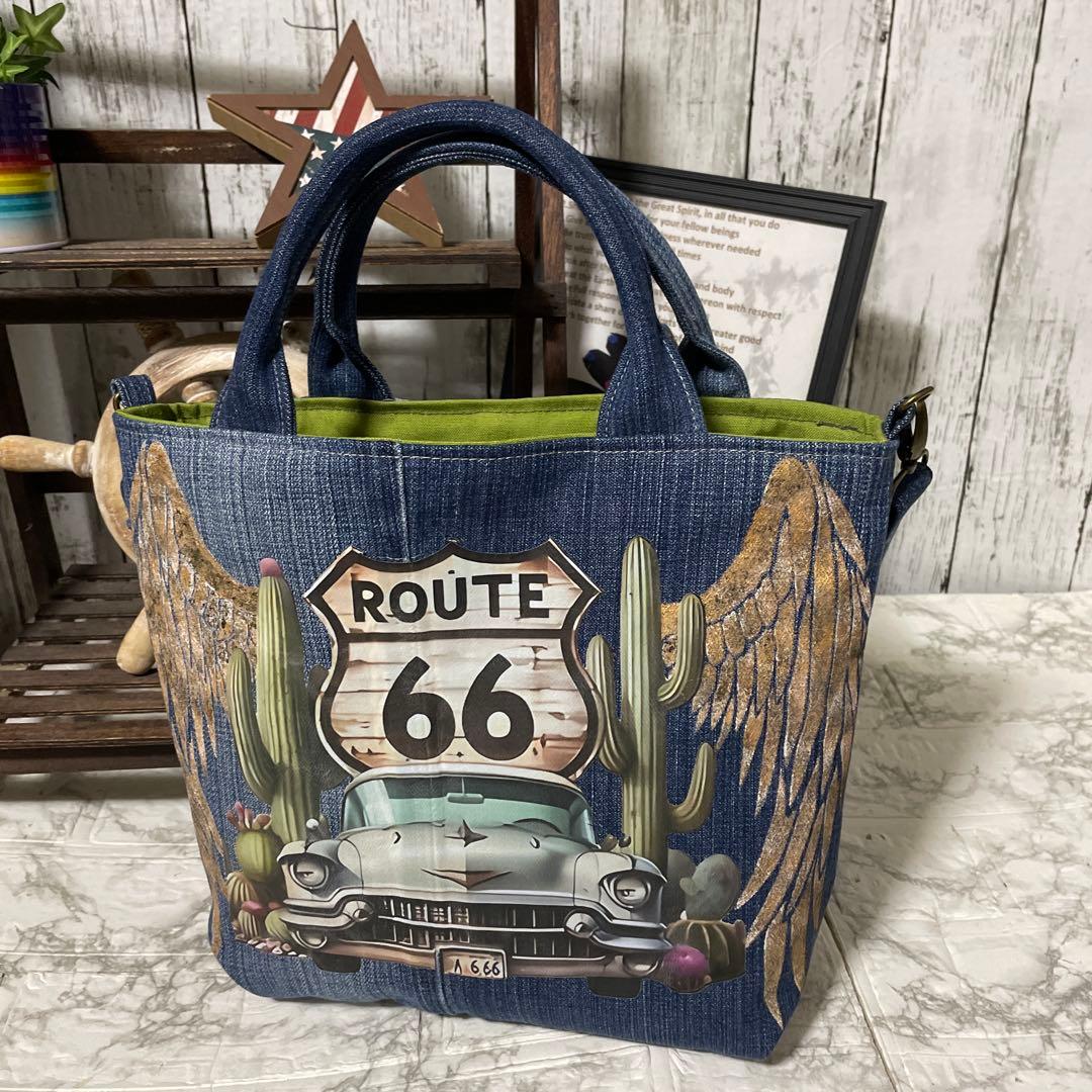 No. 446 デニムリメイクバッグ　ルート66シリーズ　男前