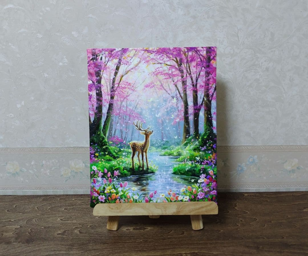 あ*め様 【春色の森】アクリル画 F3 風景画 絵画