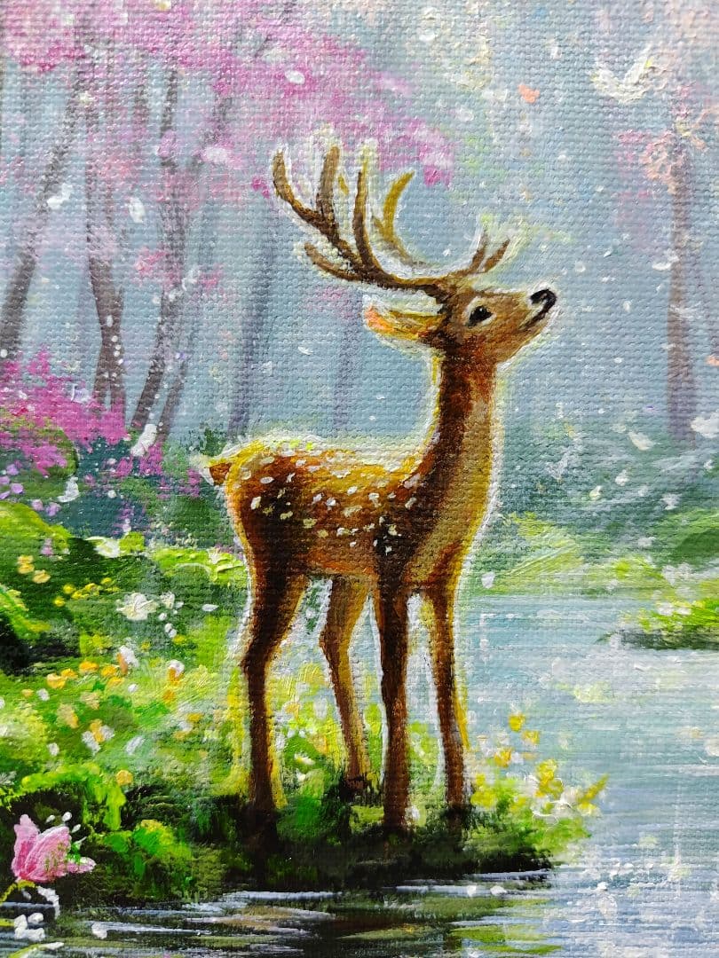 あ*め様 【春色の森】アクリル画 F3 風景画 絵画