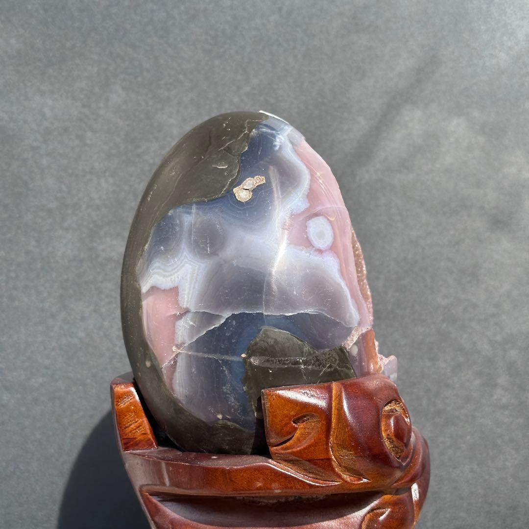 ウルグアイ産❣️天然石 瑪瑙の卵形　置物D.474
