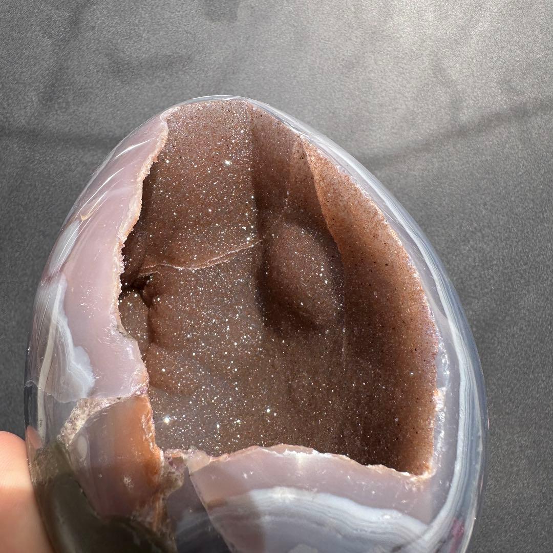 ウルグアイ産❣️天然石 瑪瑙の卵形　置物D.474