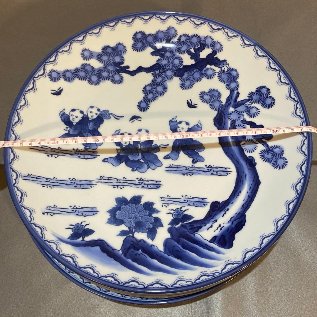 三川内焼 唐子 大皿 4枚セット 34cm