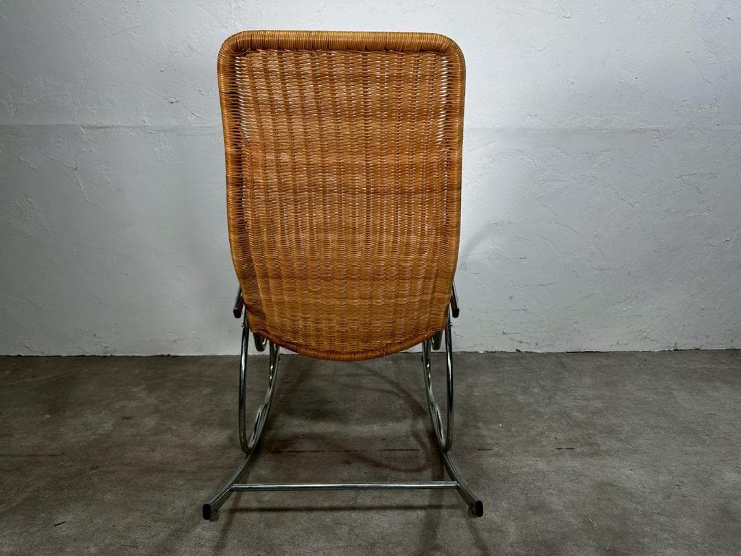 希少『イタリア製』ロッキングチェア ラタン クローム 1970年代 RWroc5