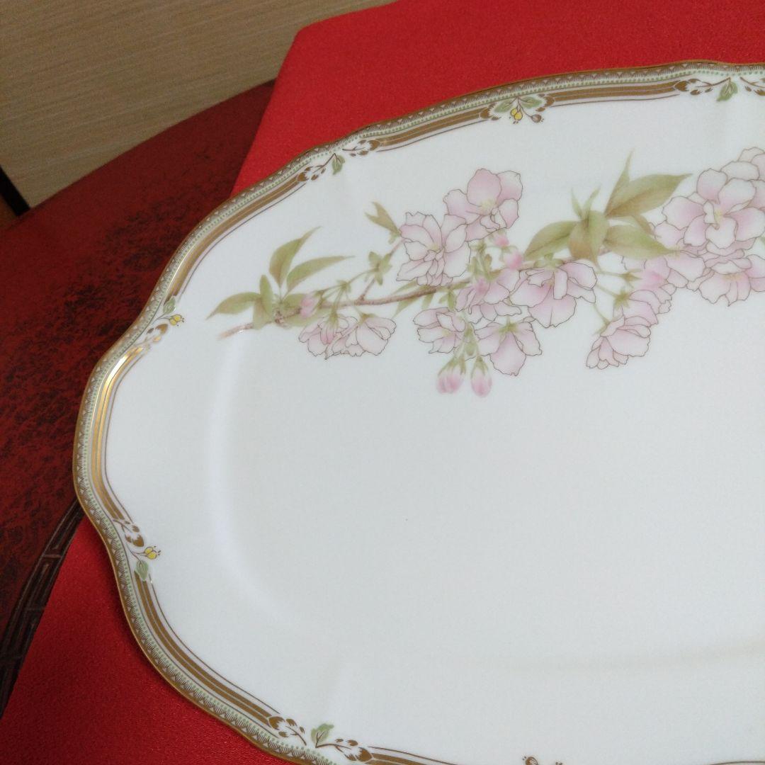 【F希少な美品】ノリタケ ガラコンテッサ　大皿　桜 オーバルプレート　楕円　皿