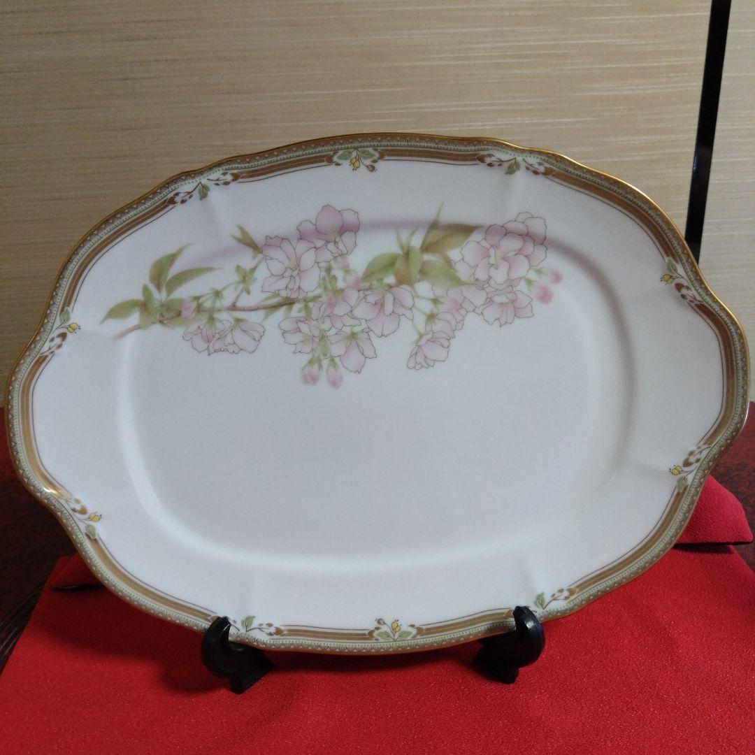 【F希少な美品】ノリタケ ガラコンテッサ　大皿　桜 オーバルプレート　楕円　皿
