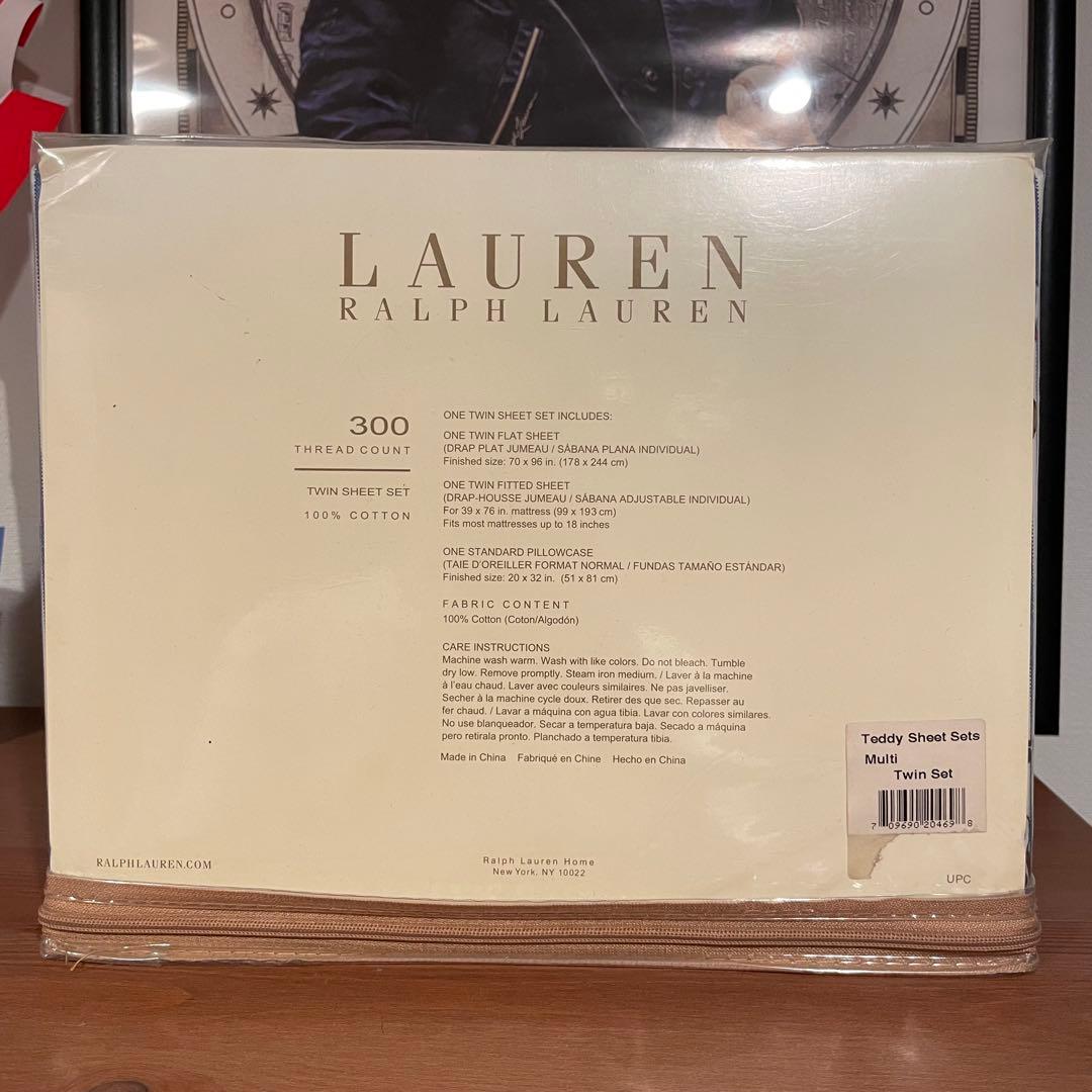 新品未使用 ラルフローレン 敷、掛け布団カバー、枕カバー　ベア クマ⭐️シングル