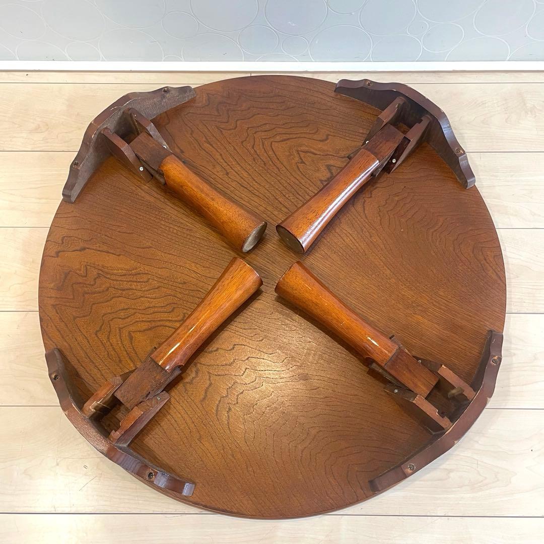 昭和レトロ 木製 円形 座卓 ちゃぶ台 丸テーブル 折りたたみ ヴィンテージ