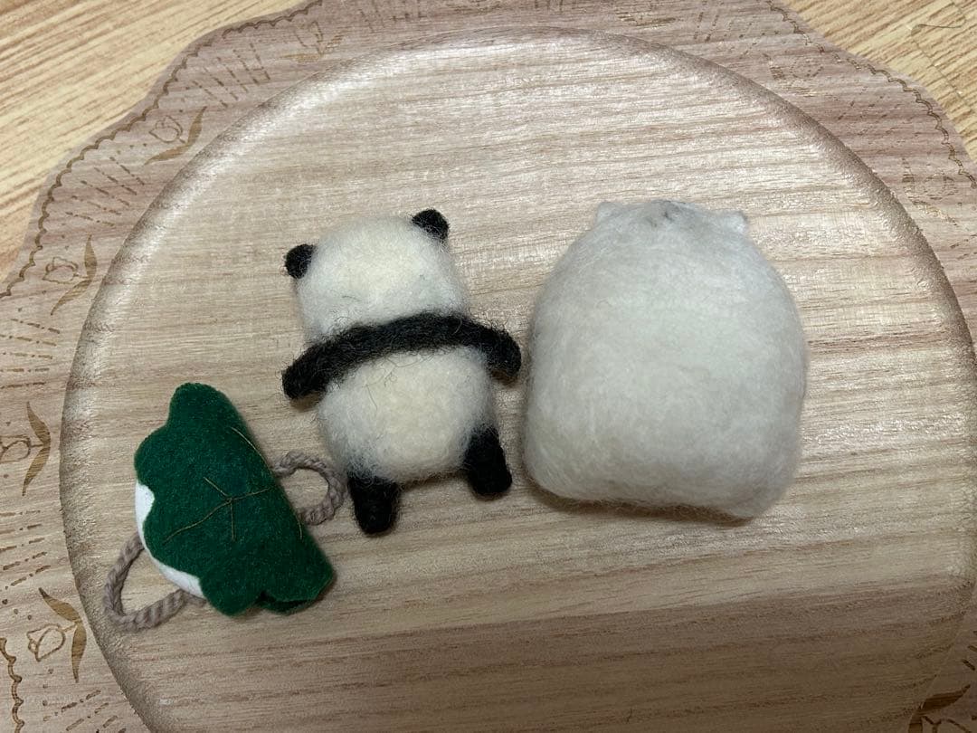 作家様 羊毛フェルト パンダ ハムスター ぬいぐるみ 2体セット 未使用