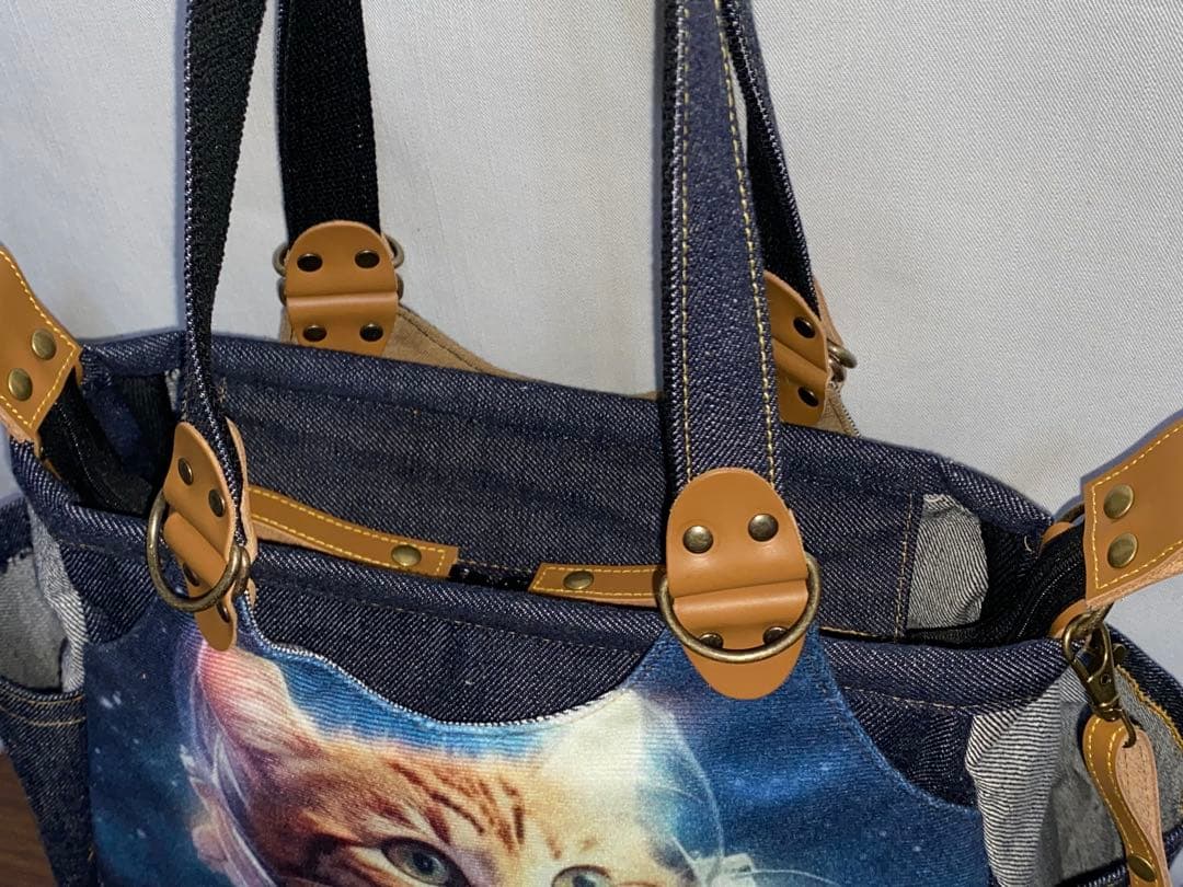 ☆宇宙飛行士ネコ☆ステンシル☆リュック対応☆4wayあおりバッグ