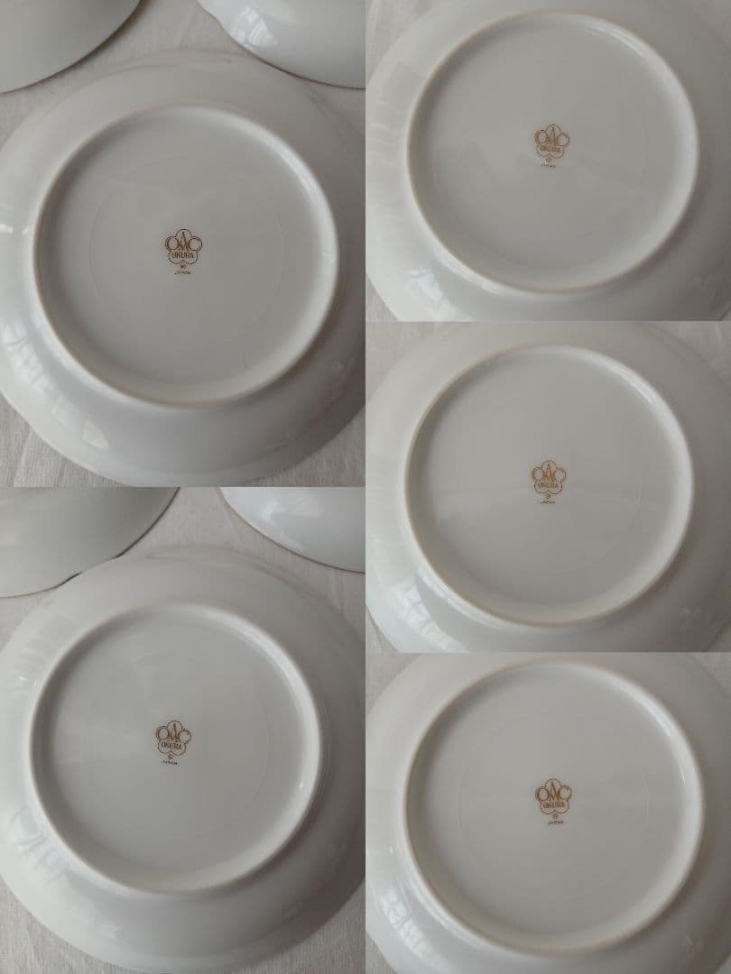 【まとめ売り箱付】大倉陶園 ゴールドライン 銘々皿10枚＋ソーサー1枚白磁 金縁