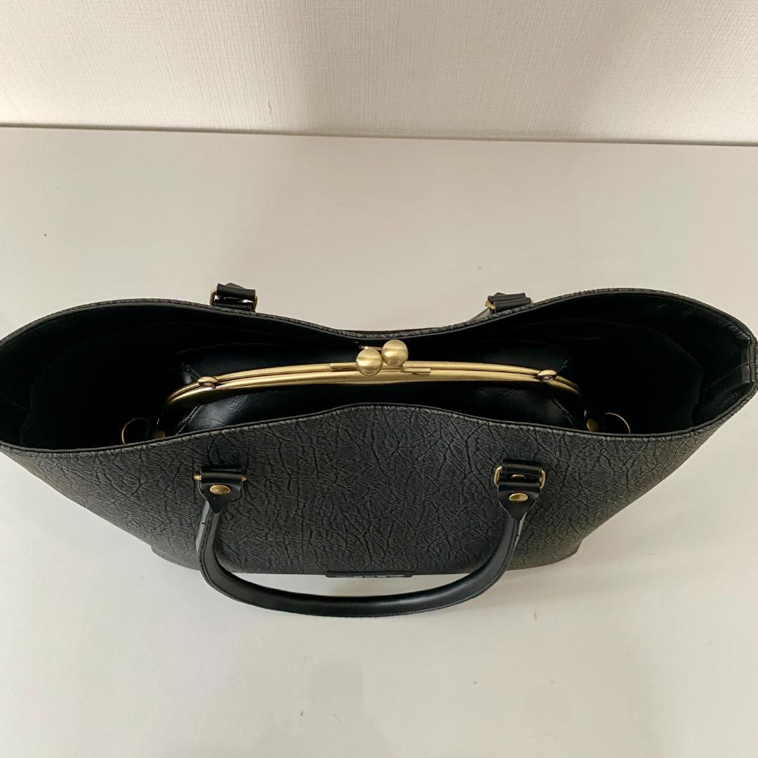 トートバック in がま口ショルダー セット 合皮 ハンドメイド