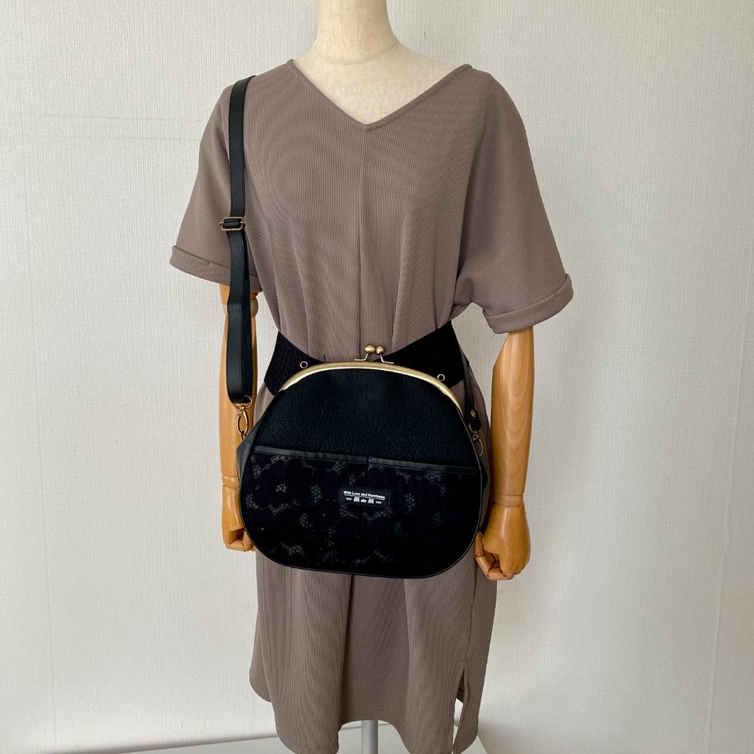 トートバック in がま口ショルダー セット 合皮 ハンドメイド
