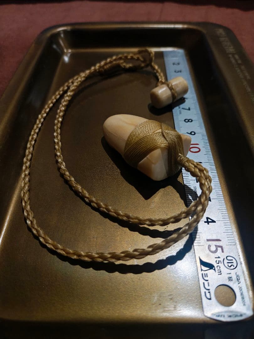 ボーンカービング　鯨　歯　骨　ネックレス　セット　1点物