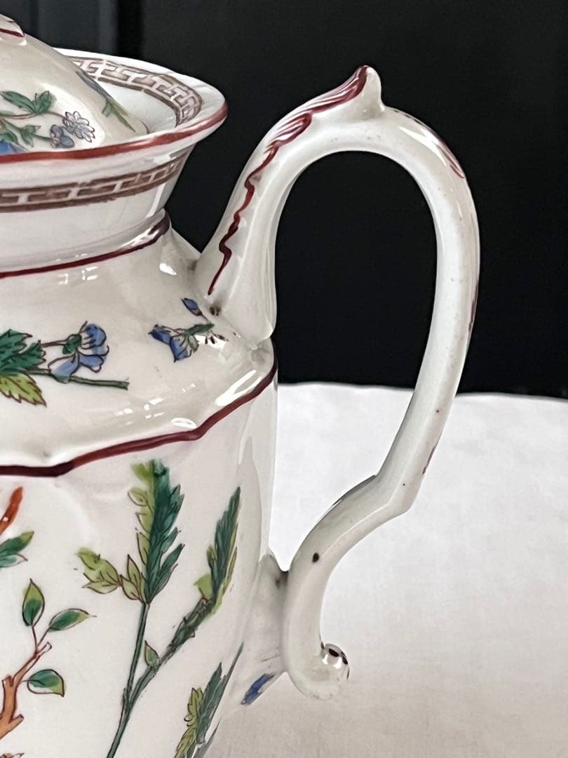 【美品】フランスアンティーク 磁器製 ハンドペイントの花 ポット[3430]