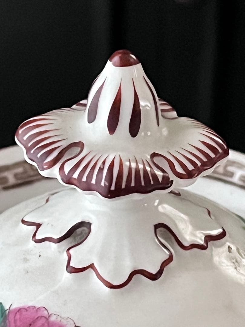 【美品】フランスアンティーク 磁器製 ハンドペイントの花 ポット[3430]