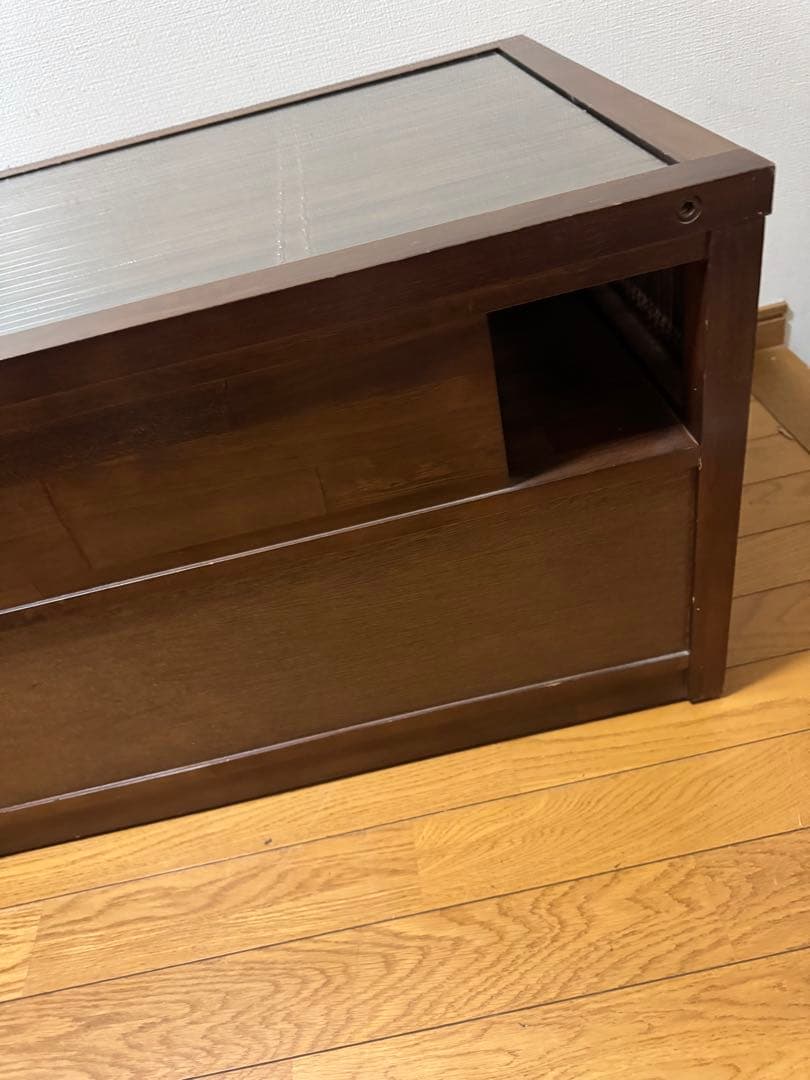 小泉産業　アジアン家具　竹細工　バンブーテレビ台　ガラス天板