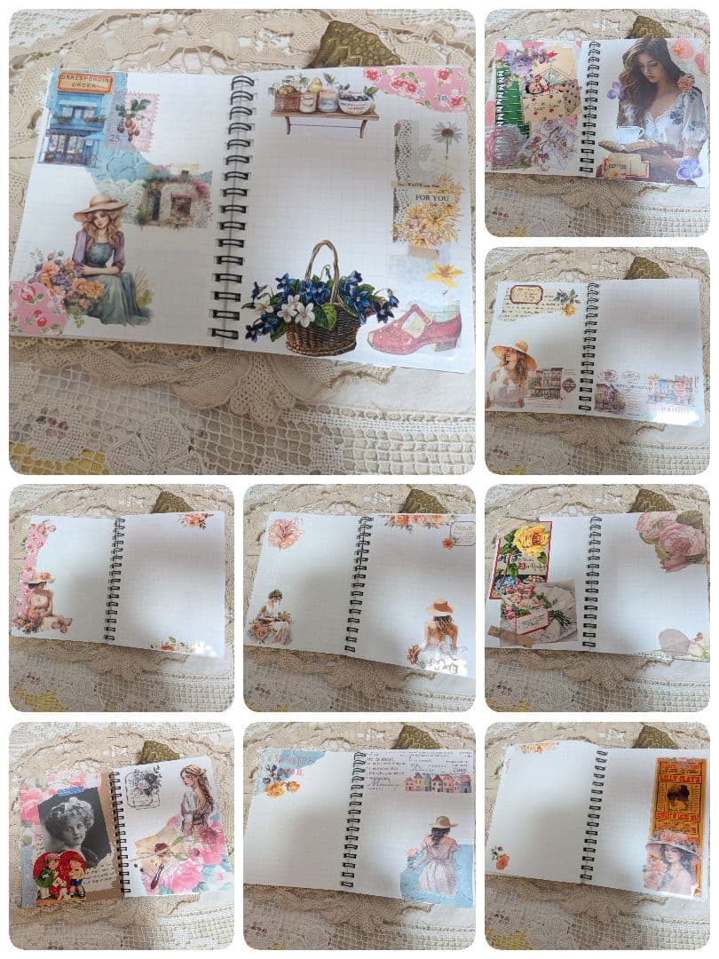 花柄レース装飾スパイラルノート