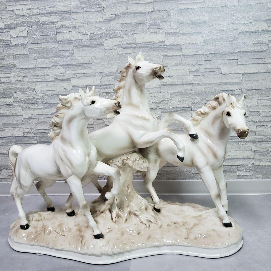 アルトマン ECHT ALTMANN 白馬 3頭 オブジェ（置物）　馬・ホース