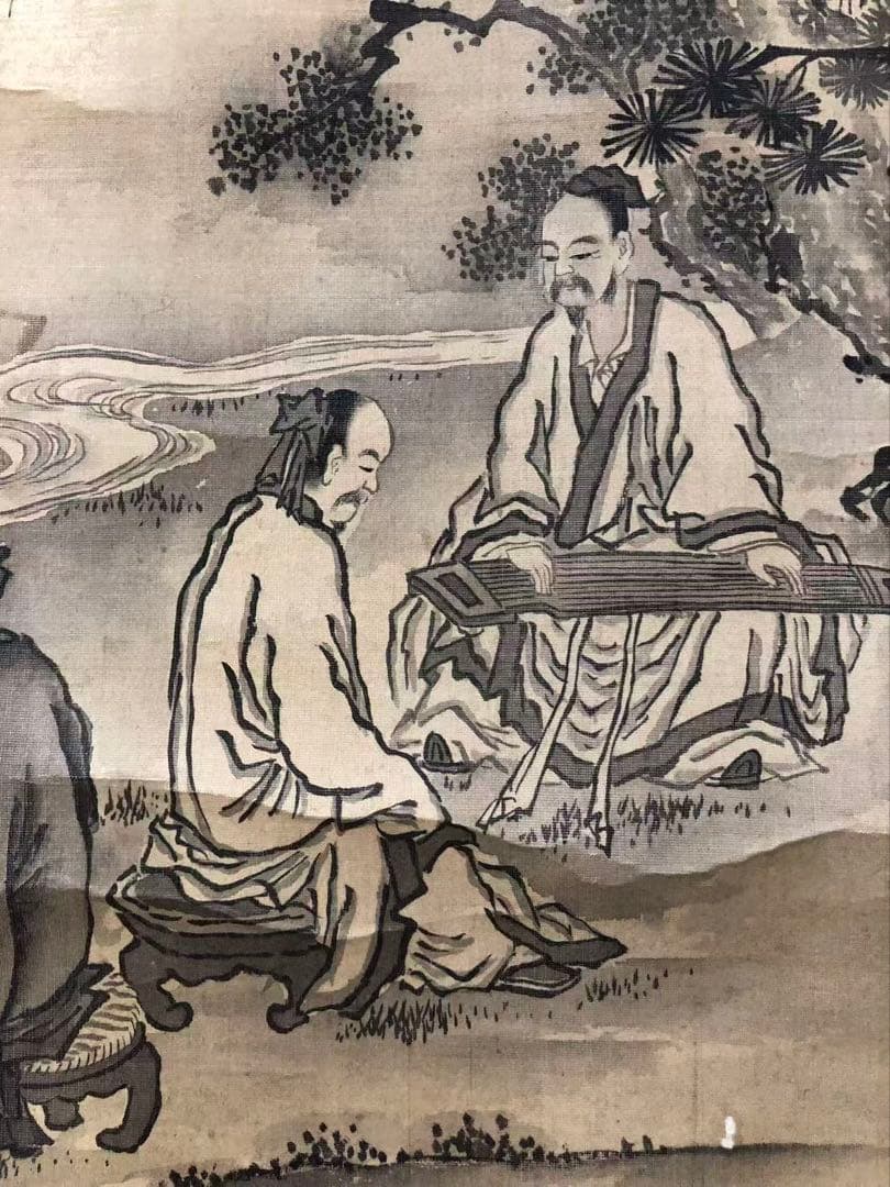 掛け軸　絹本［人物図］肉筆　木箱無し　送料込み！037！