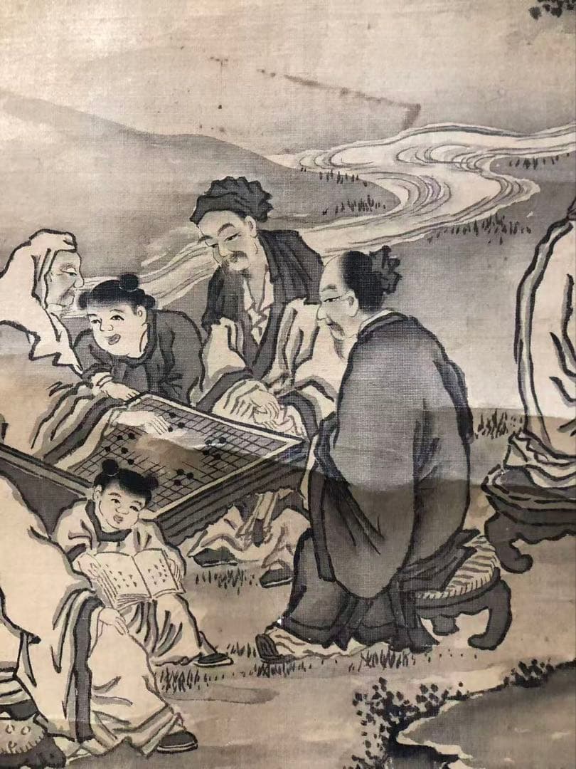 掛け軸　絹本［人物図］肉筆　木箱無し　送料込み！037！