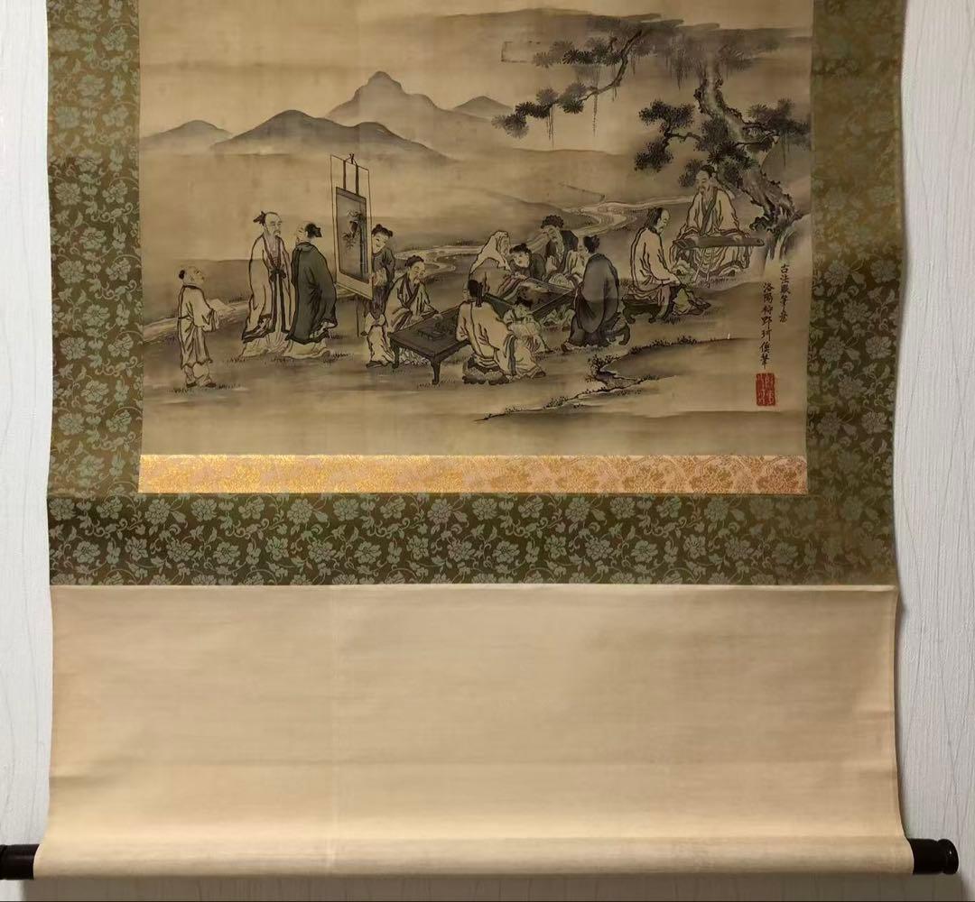 掛け軸　絹本［人物図］肉筆　木箱無し　送料込み！037！