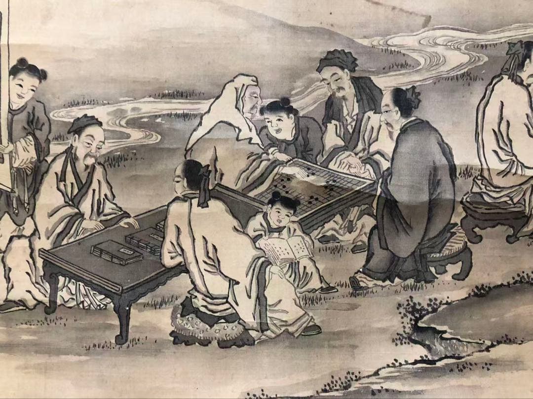 掛け軸　絹本［人物図］肉筆　木箱無し　送料込み！037！