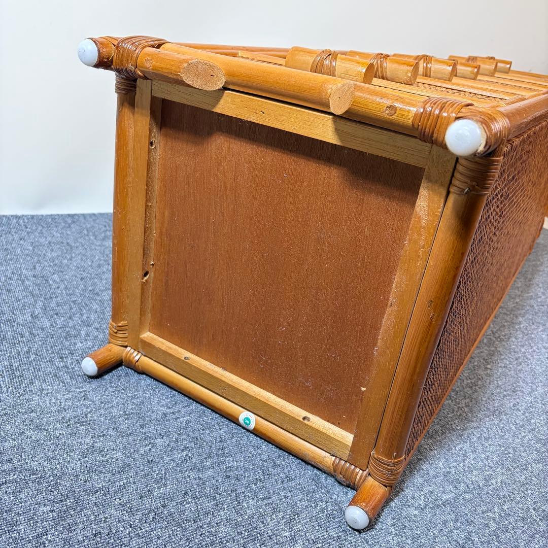 昭和レトロ ラタン 籐 6段チェスト 背が高い 縦長タンス スリム アジアン家具