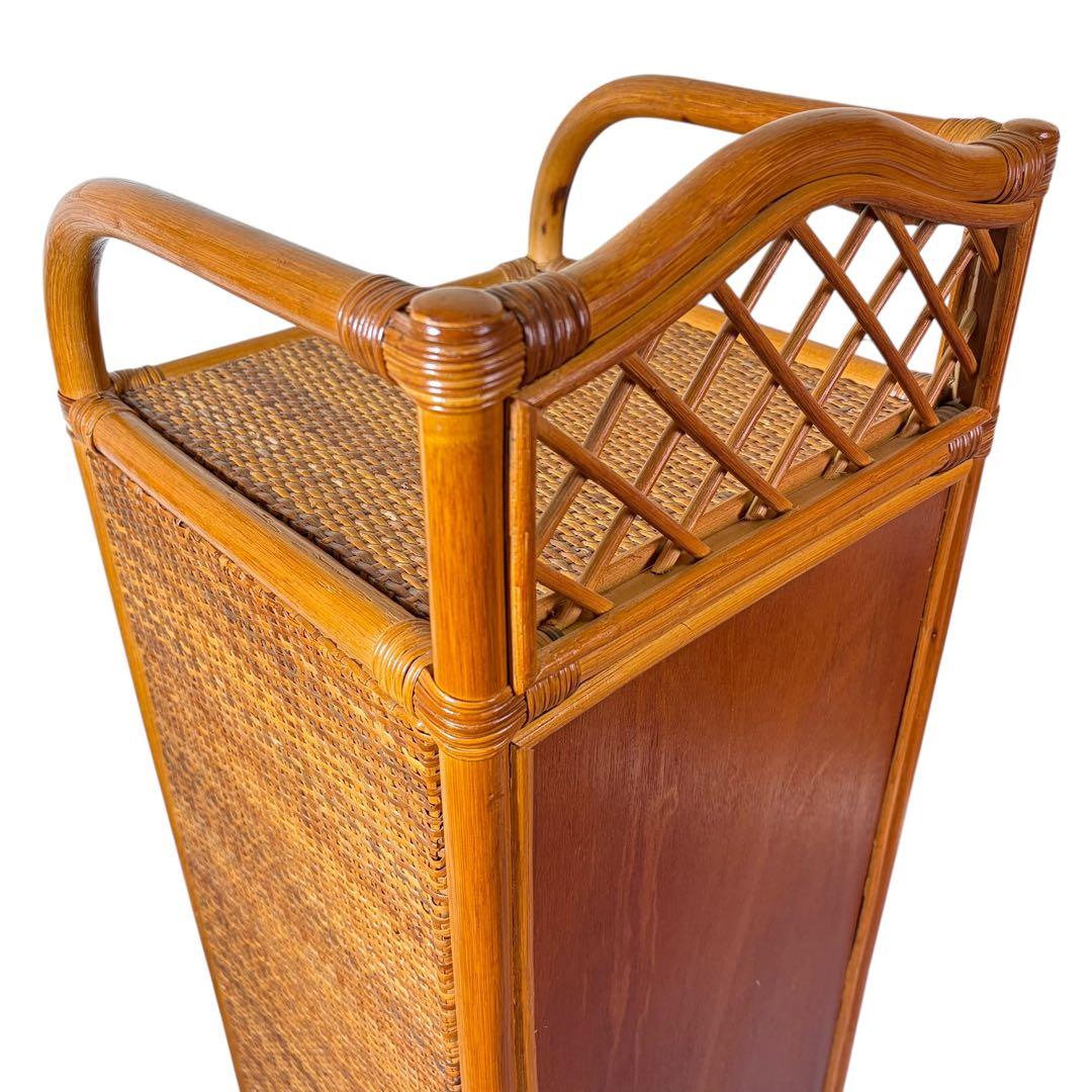 昭和レトロ ラタン 籐 6段チェスト 背が高い 縦長タンス スリム アジアン家具