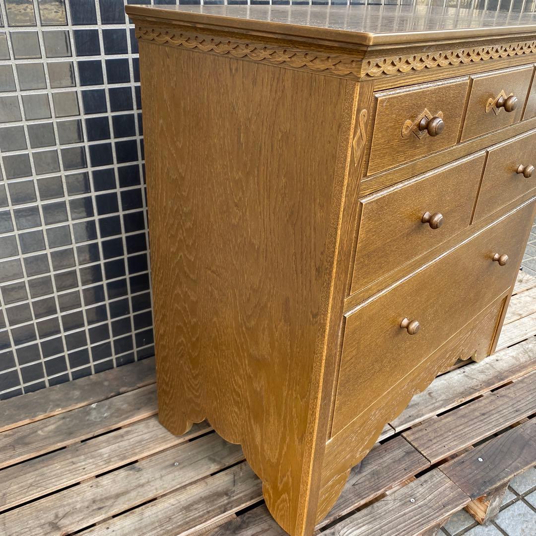 静岡 民芸家具 木彫チェスト 箪笥 棚 インテリア 美品 収納 工芸品