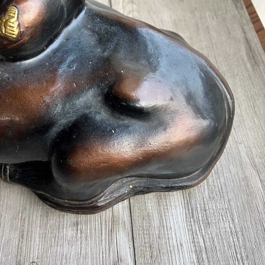 3F 【縁起物】大黒天 撫で牛 置物 ブロンズ調 金彩 招福 開運 商売繁盛