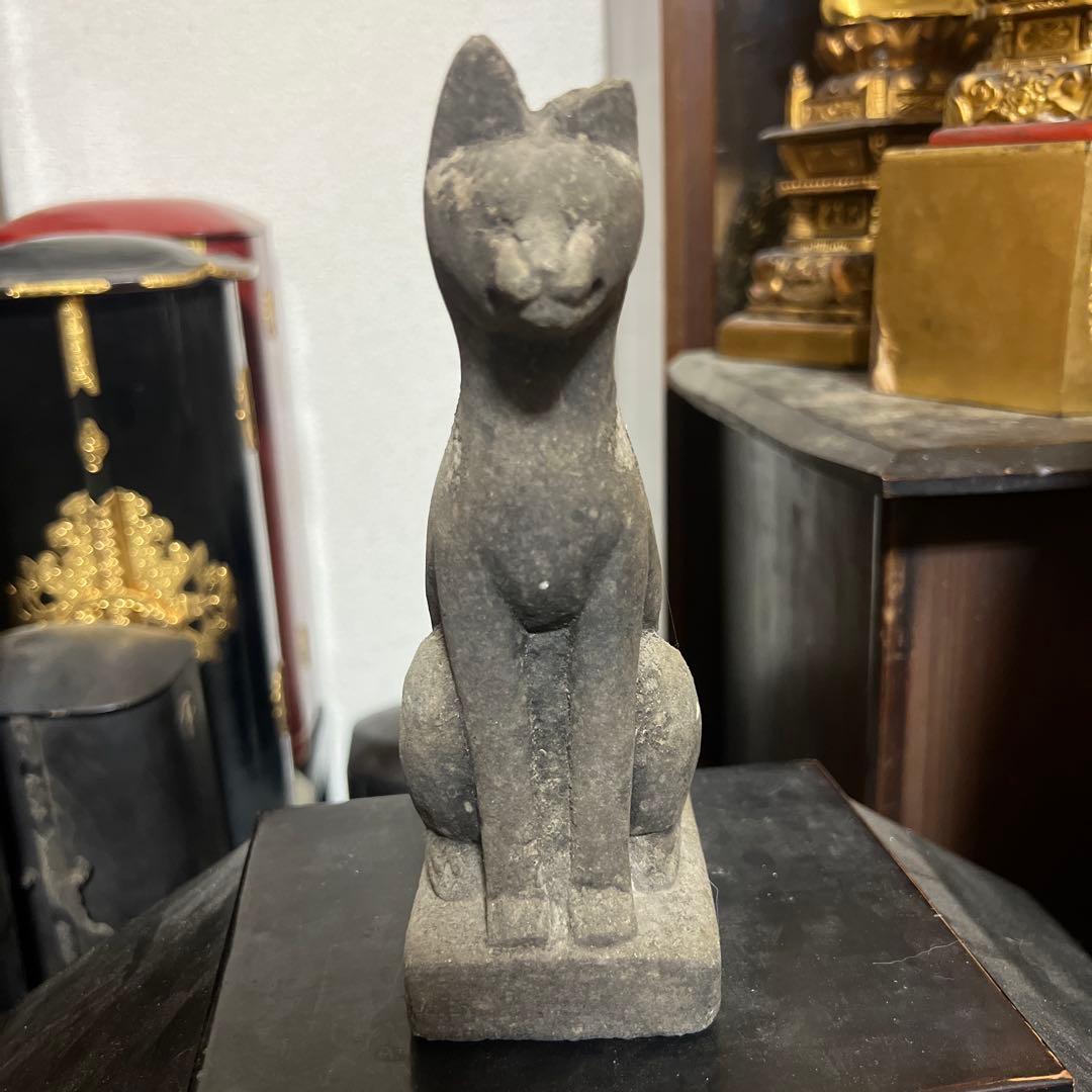 石製 猫の彫刻 約30cm