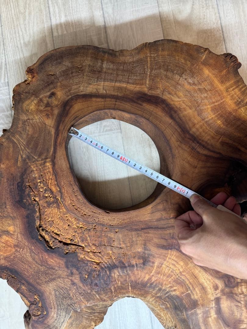 ハンドメイド品　樟輪切りサイドテーブル、テーブル