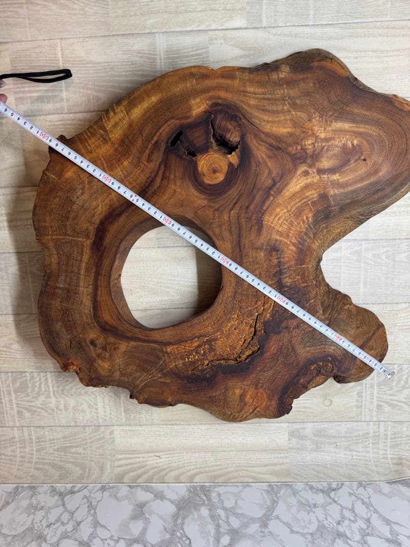 ハンドメイド品　樟輪切りサイドテーブル、テーブル