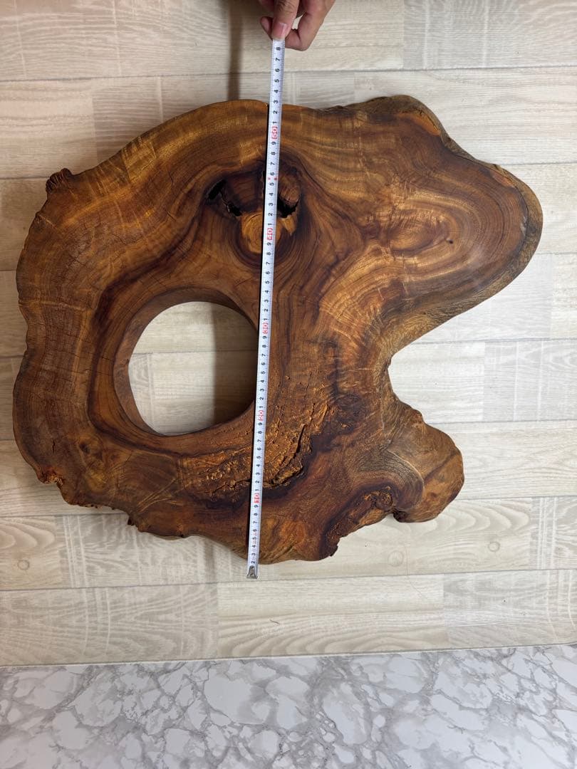 ハンドメイド品　樟輪切りサイドテーブル、テーブル