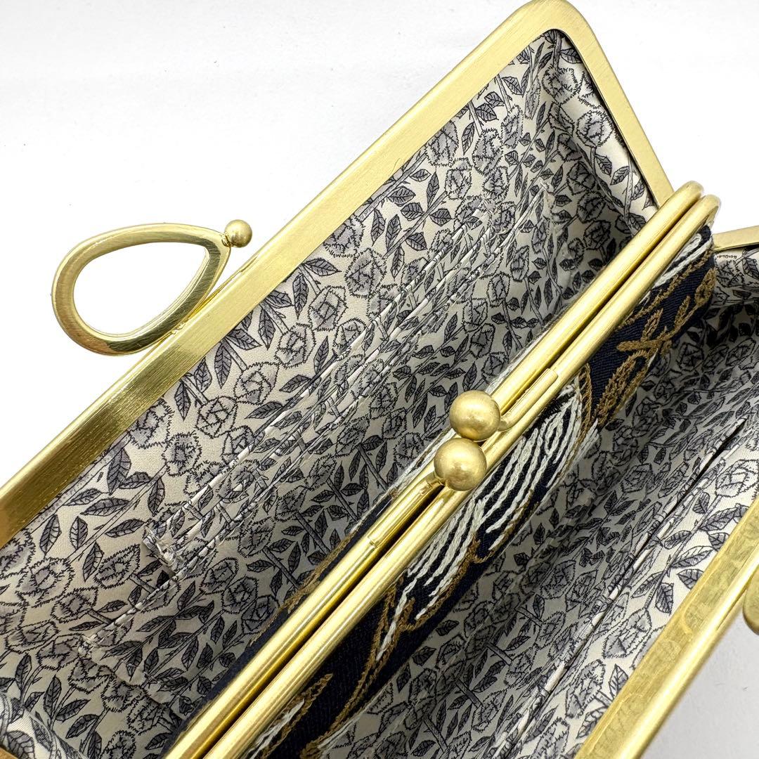 ハンドメイド ミナペルホネン 親子がま口長財布 rosy ネイビー