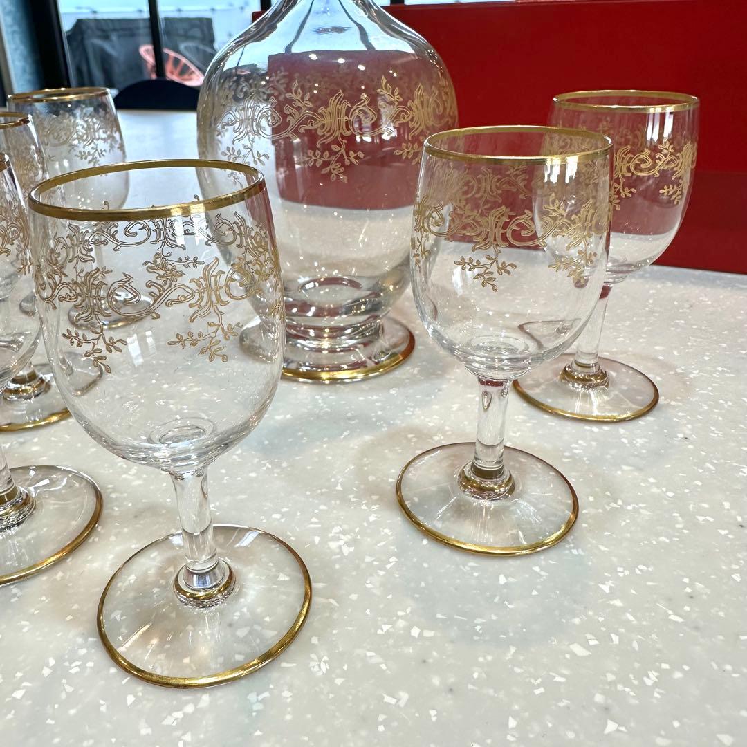 オールドバカラBaccarat レカミエ 24金彩デキャンタ＆リキュールグラス6
