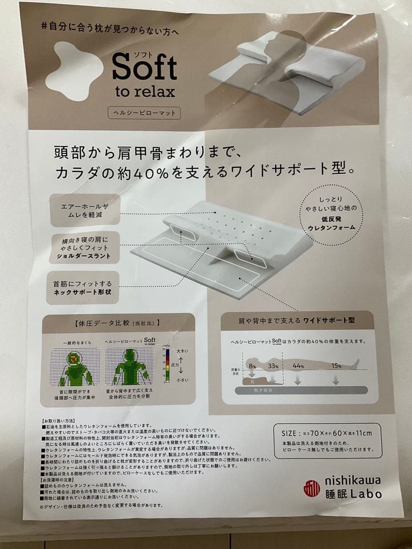 nishikawa 西川睡眠Labo Soft ヘルシーピローマット　枕