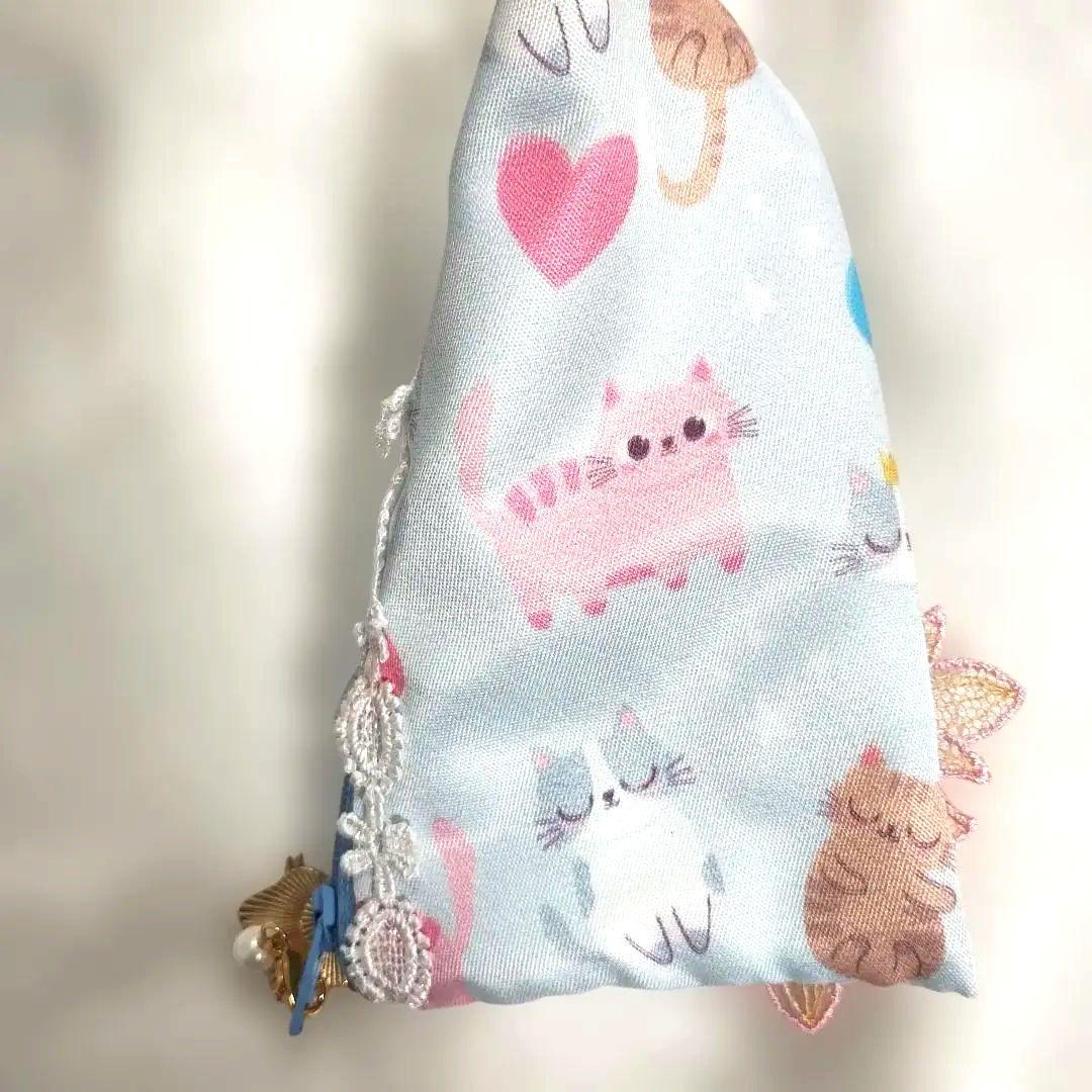 ポケットティッシュケース＆小物ミニポーチ 猫柄