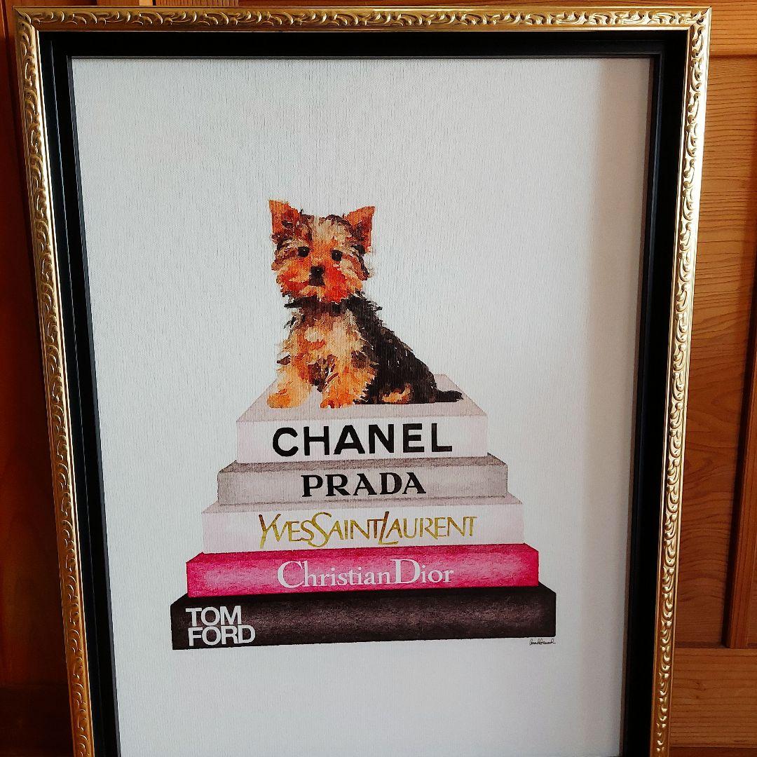 オマージュキャンバスアート　シャネル　PRADA　イブサンローラン(Mサイズ)犬