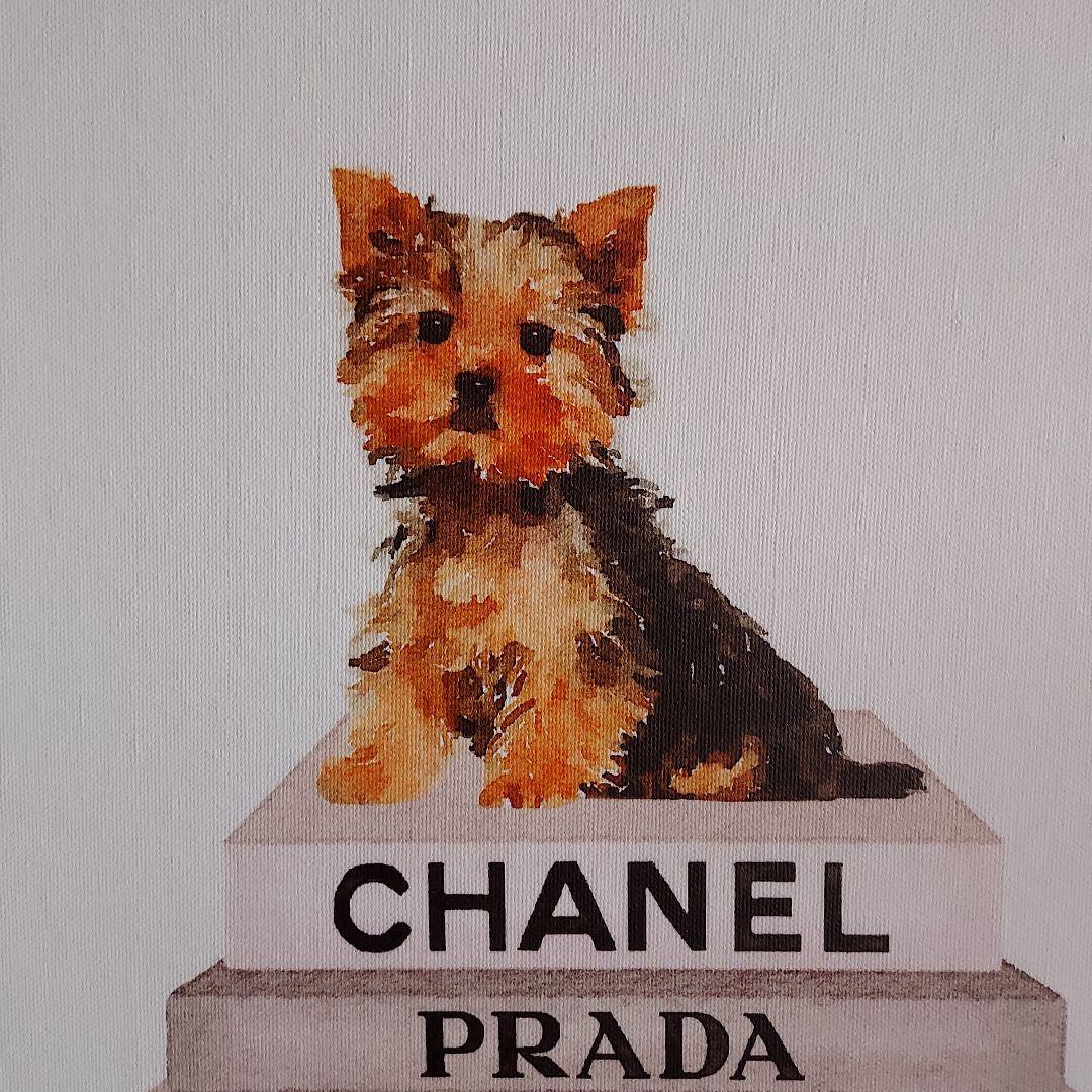 オマージュキャンバスアート　シャネル　PRADA　イブサンローラン(Mサイズ)犬