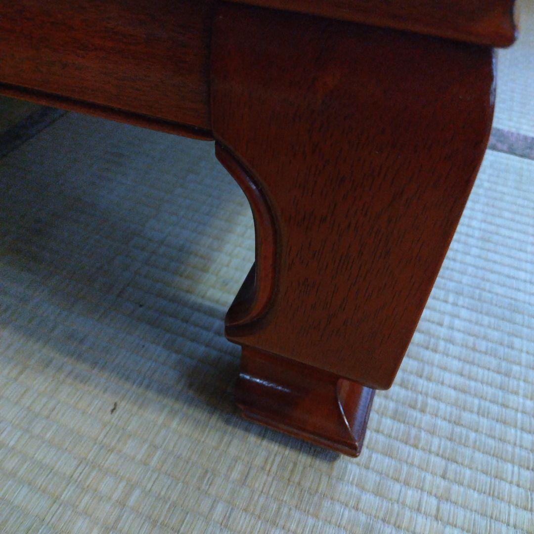 天然木化粧合板テーブル　座卓木彫り　居酒屋割烹料理屋旅館掘り出し物