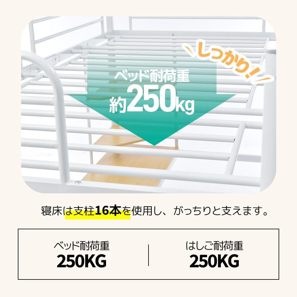 システムベット ロフトベッド シングル コンセント/デスク/収納/ラック棚付