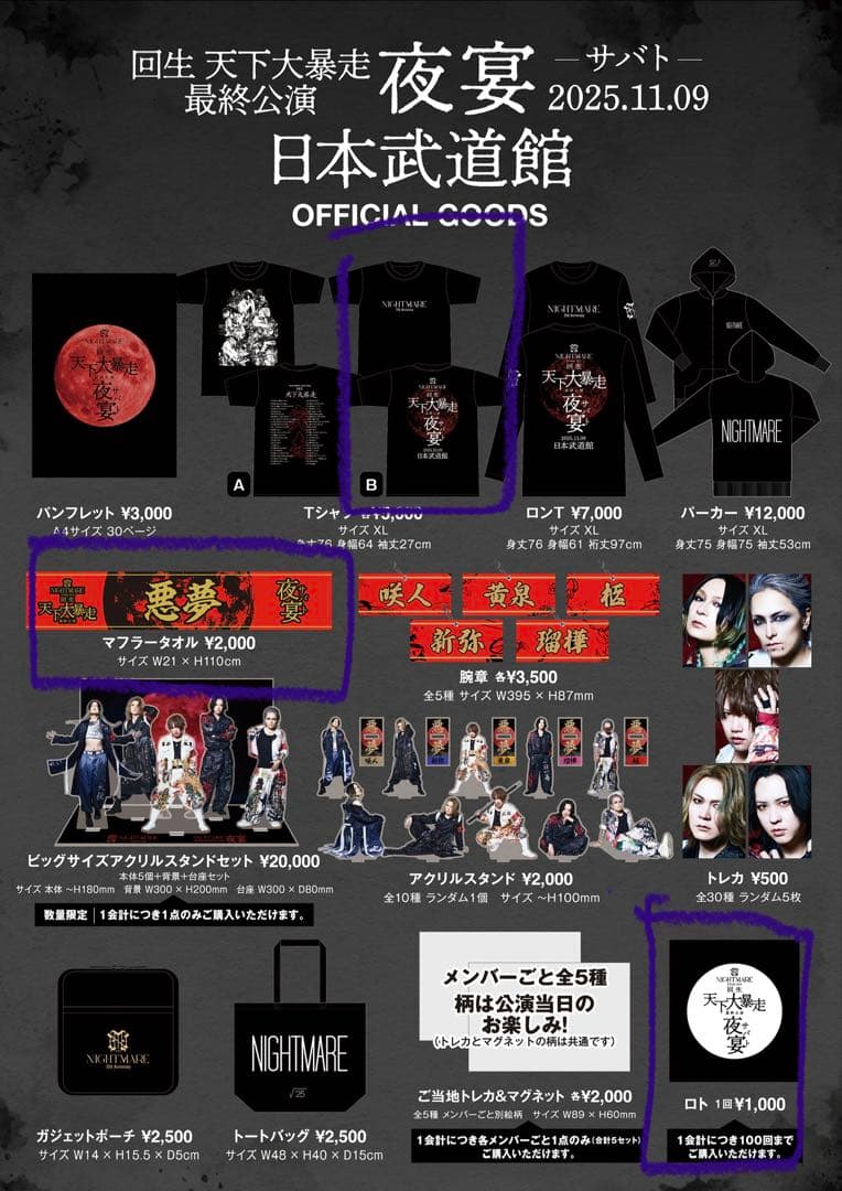 NIGHTMARE 日本武道館　VVIP席限定グッズ　RUKA応援グッズなど