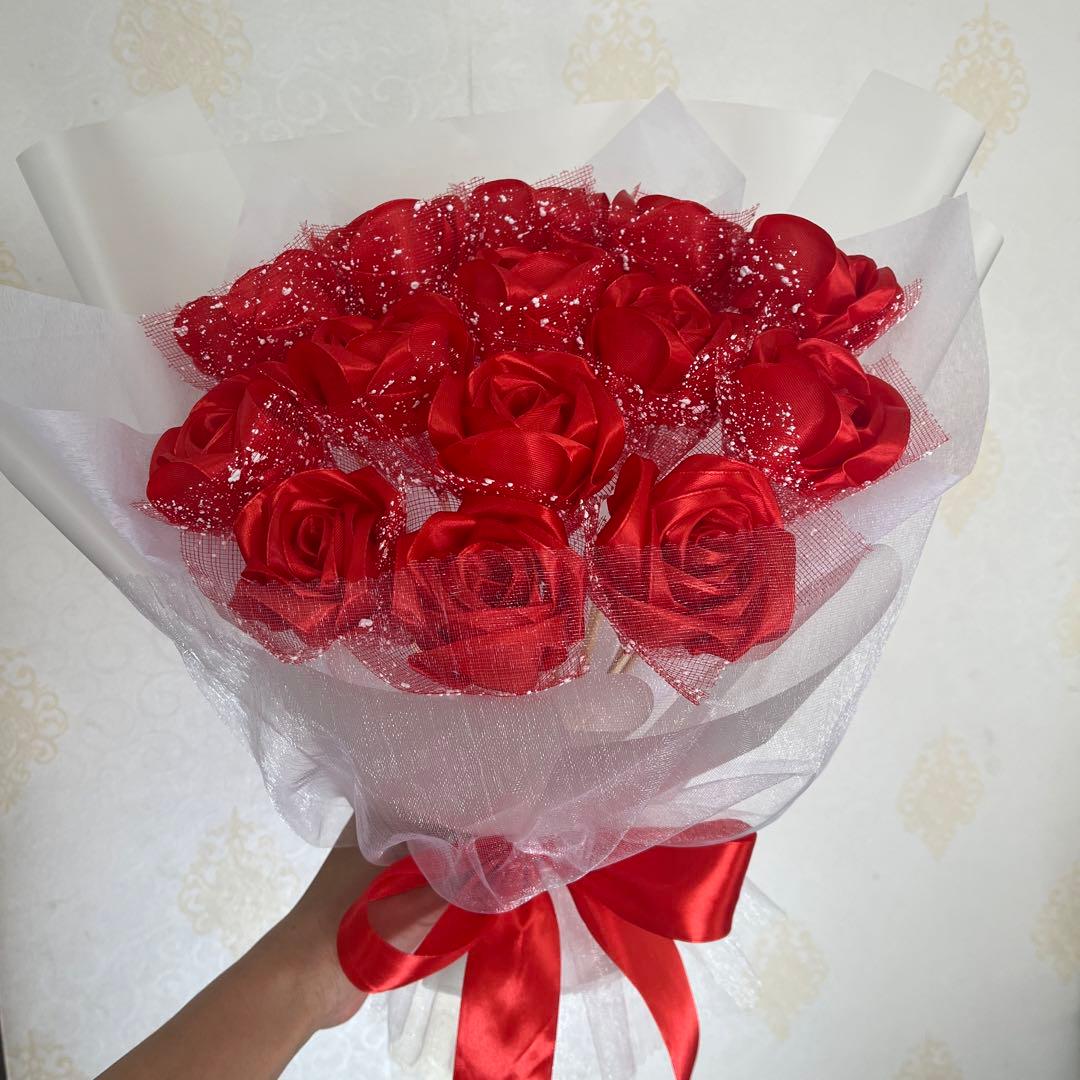 14本赤い薔薇ブーケ　アートフラワー プレゼント お祝い 枯れない花 特別な人へ