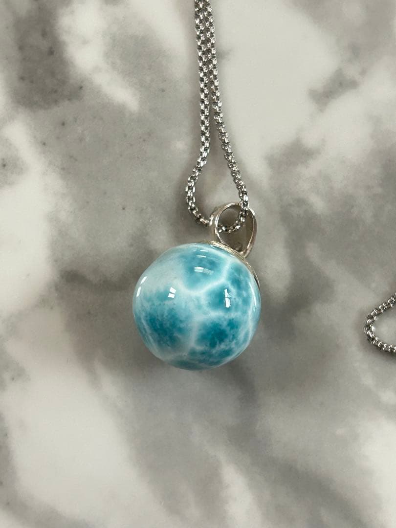 Lyric ラリマー　ペンダント　ステンレスチェーン付