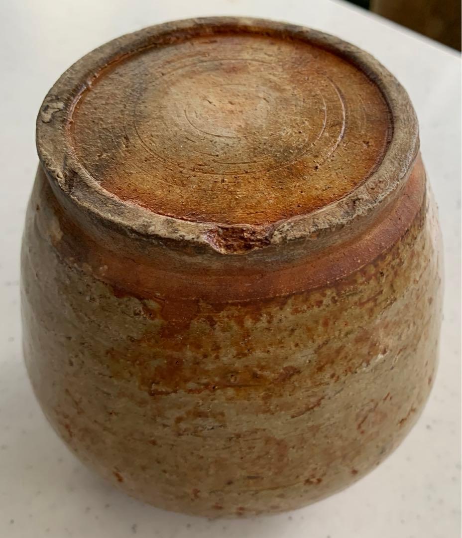 瀬戸焼　お歯黒壺　高台　双耳　年代物