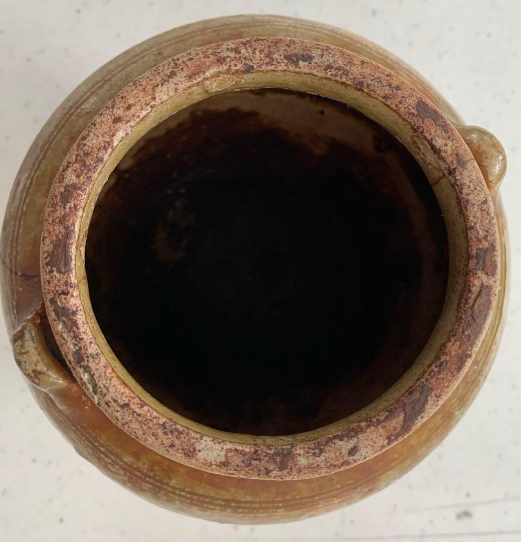 瀬戸焼　お歯黒壺　高台　双耳　年代物