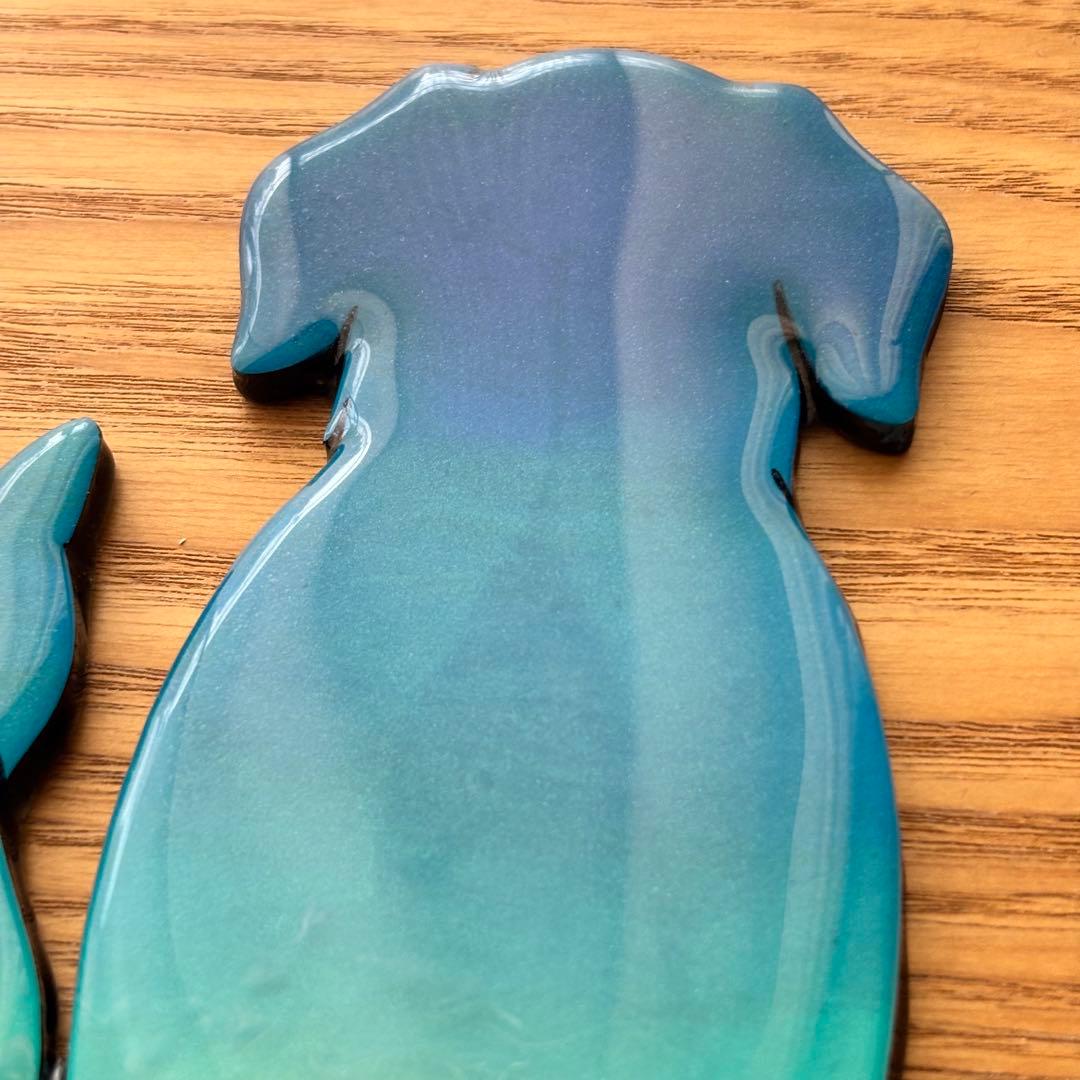 レジン　オーシャンアート　ねこ&いぬパネル　海アート　No.1155